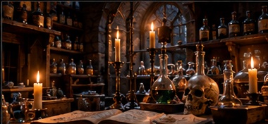Candlelit laboratory